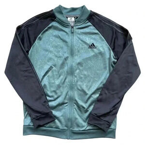 Adidas Women's Embossed Print Climalite Full Zip Track Jacket Teal Carbon M